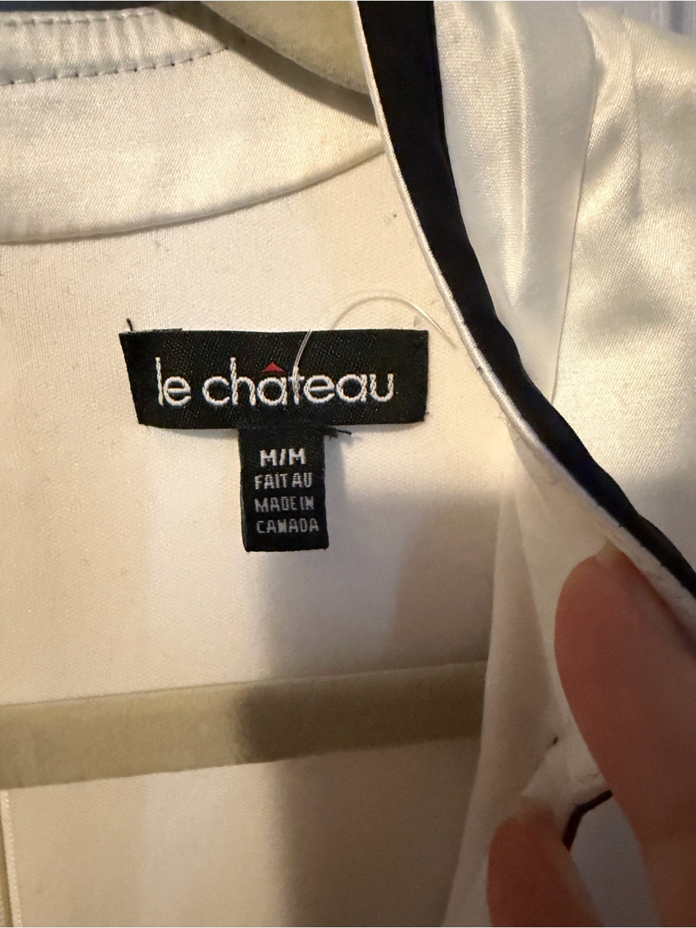 le chateau white cream Wrap-Style Midi Dress with Black Trim and Belt - Picture 3 of 7